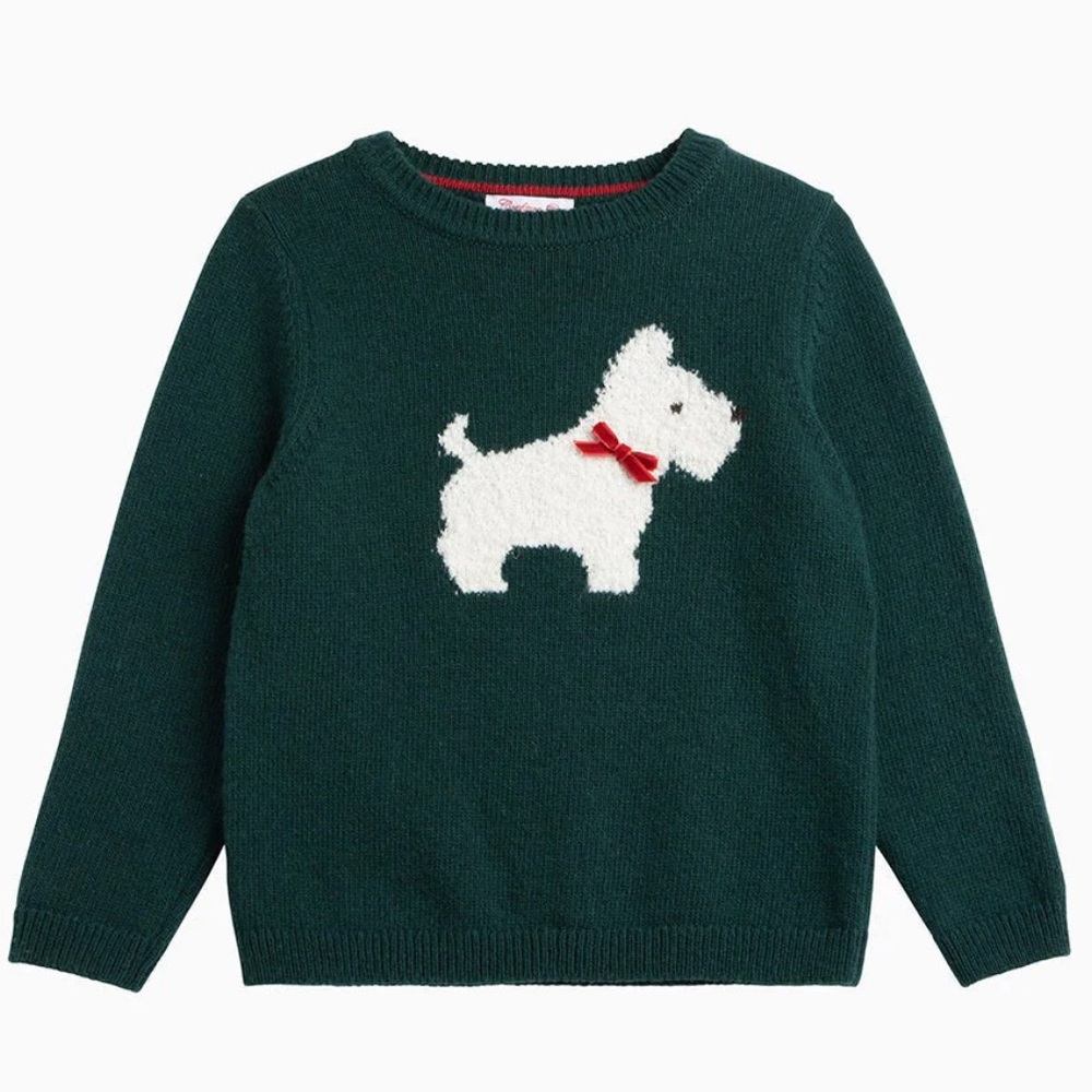 Forest Green Scottie Dog Boucle Sweater unisex